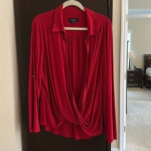 Karen Kane Red Draped Blouse XL